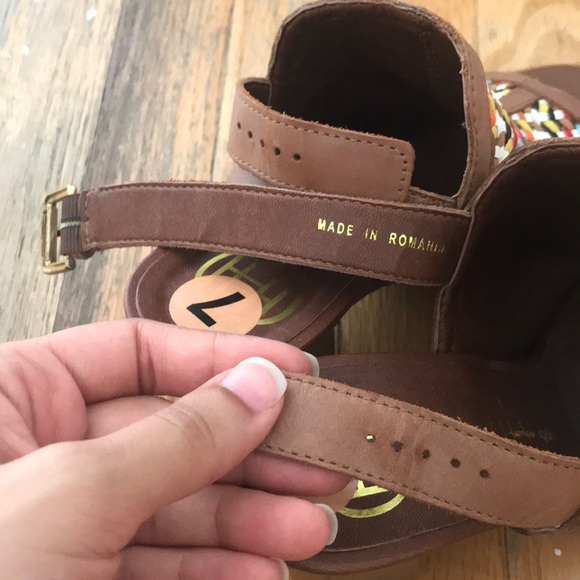 Multicolor leather woven chunky heel sandal - Picture 5 of 6